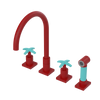 Rubinet Widespread Kitchen Set with Hand Spray Maroon