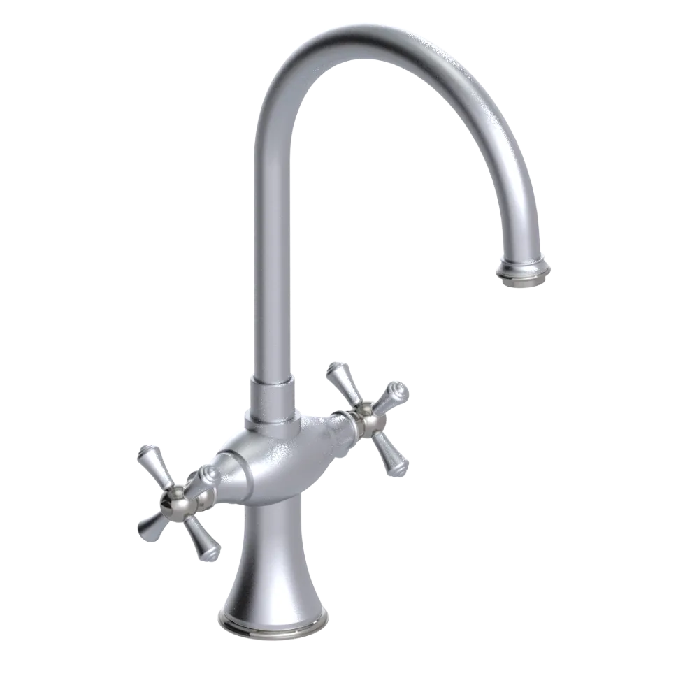 Rubinet Two Handle Single Hole Kitchen Set Satin Chrome