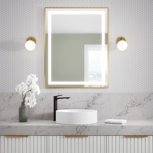 KALIA EFFECTLED-illuminated bathroom mirror - 30" x 38" - Brushed gold