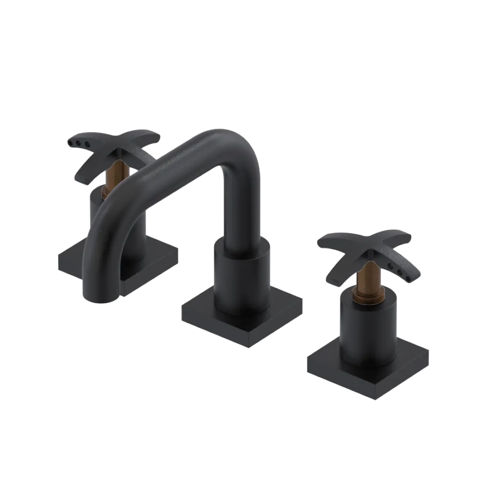 Rubinet Widespread Lav. Set. with Genesis spout (less drain) Matt Black