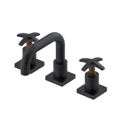 Rubinet Widespread Lav. Set. with Genesis spout (less drain) Matt Black