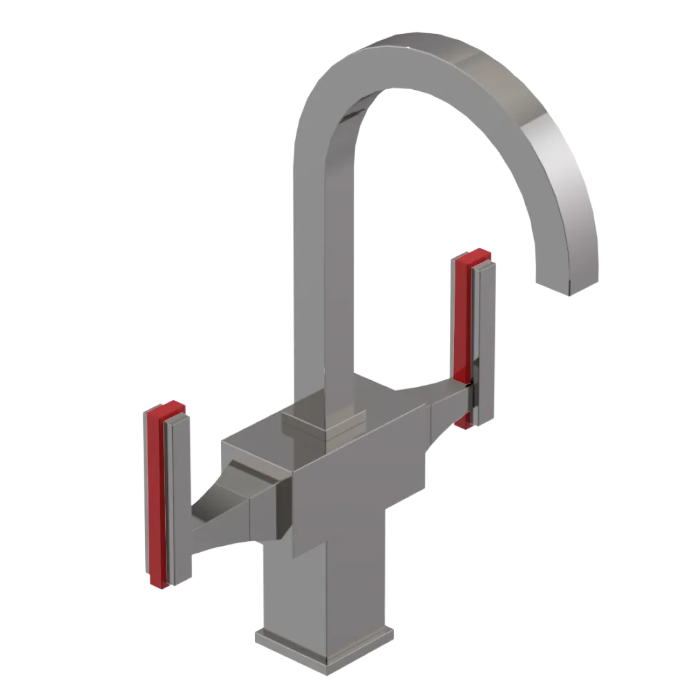 Rubinet Single Hole Dual Handle Lav. Set. (less drain) Polished Nickel