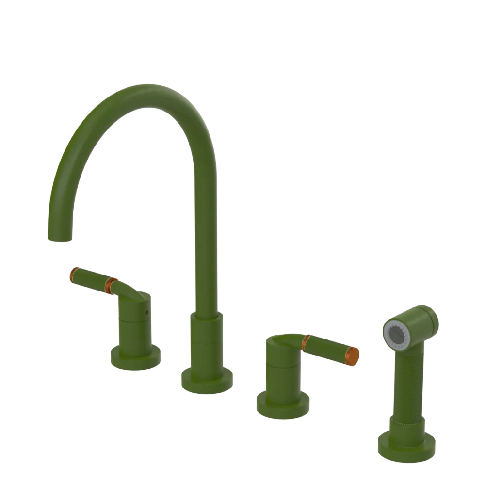 Rubinet Widespread Kitchen Set with Hand Spray Green Envy
