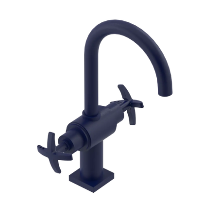 Rubinet Single Hole Dual Handle Lav. Set. (less drain) Midnight Blue