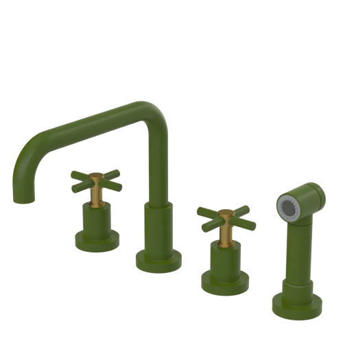 Rubinet Widespread Kitchen Set with Hand Spray Green Envy