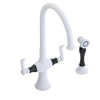 Rubinet Two Handle Single Hole Kitchen Set with Hand Spray Matt White