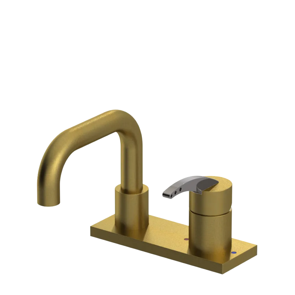 Rubinet 4" Centre Single Control Lav. Set. with Genesis spout (less drain) Antique Brass Matt