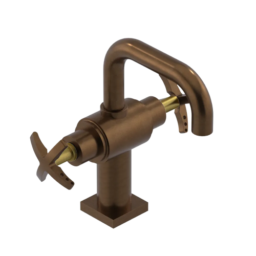 Rubinet Single Hole Dual Handle Lav. Set. with Genesis spout (less drain) Tuscan Brass