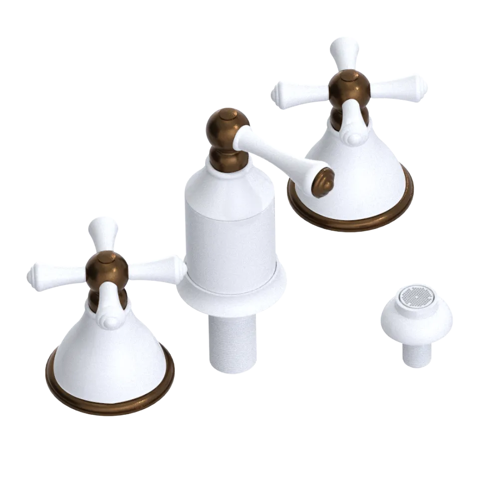 Rubinet Bidet Fitting with Spray, Diverter, and Vacum Breaker (Less Drain) White
