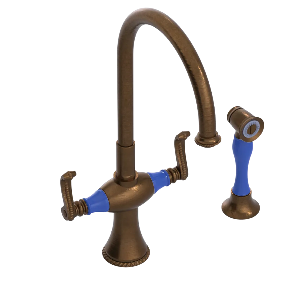 Rubinet Two Handle Single Hole Kitchen Set with Hand Spray Oil Rubbed Bronze