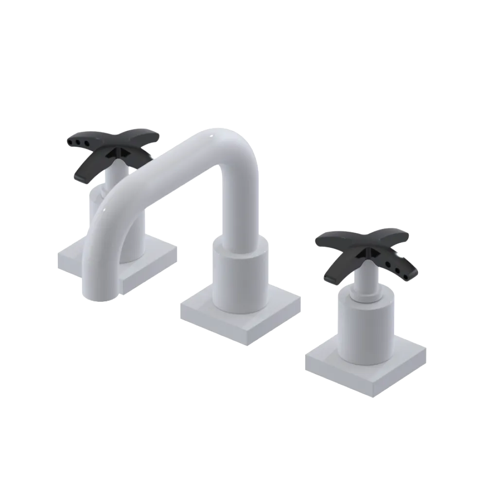 Rubinet Widespread Lav. Set. with Genesis spout (less drain) White