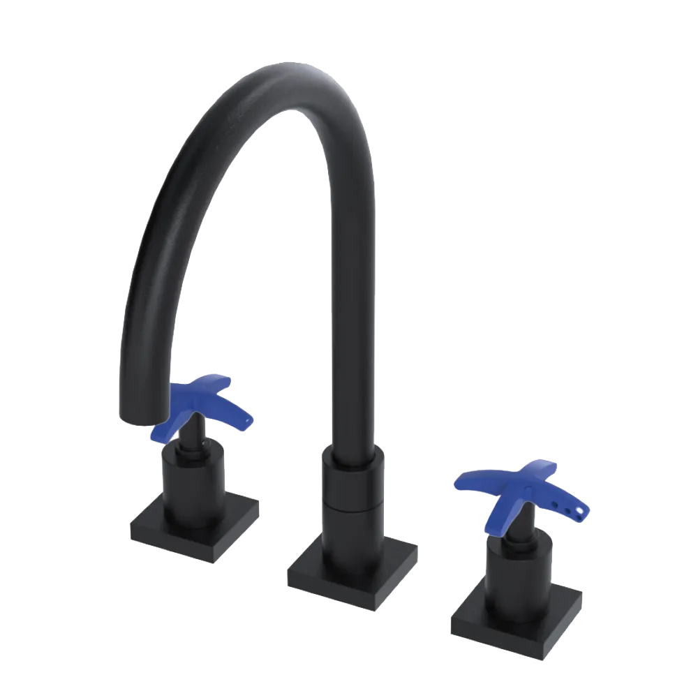 Rubinet Widespread Kitchen Set Matt Black