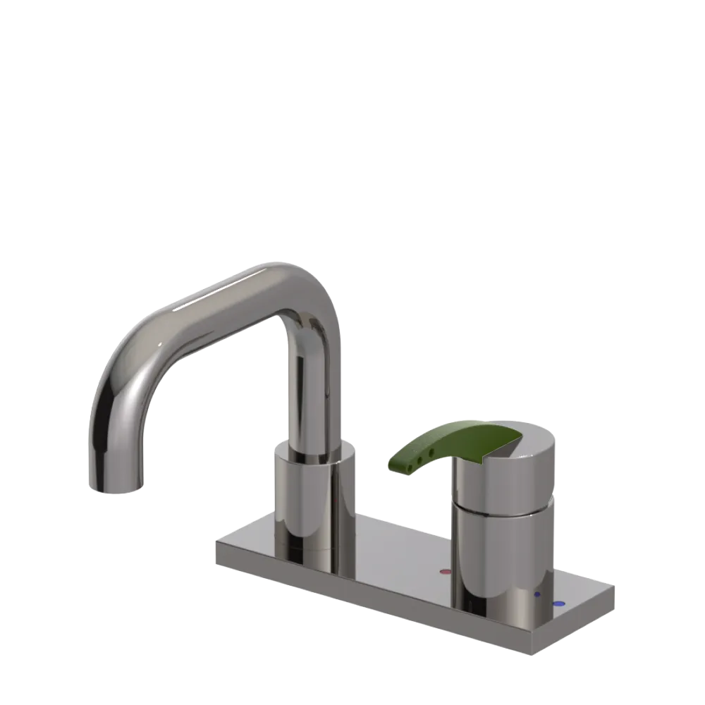 Rubinet 4" Centre Single Control Lav. Set. with Genesis spout (less drain) Polished Nickel