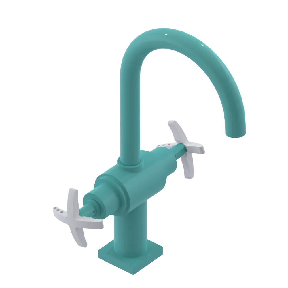 Rubinet Single Hole Dual Handle Lav. Set. (less drain) Aqua