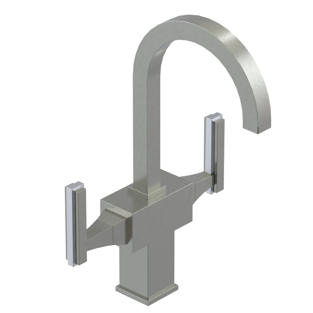 Rubinet Single Hole Dual Handle Lav. Set. (less drain) Satin Nickel