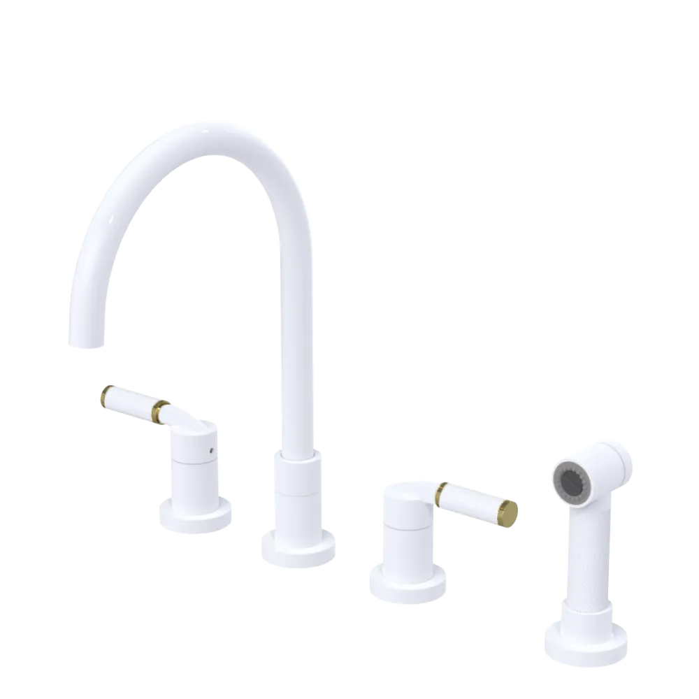 Rubinet Widespread Kitchen Set with Hand Spray White
