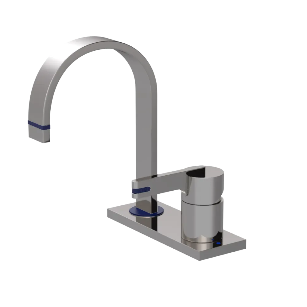 Rubinet 4" Centre Single Control Lav. Set (less drain) Polished Nickel