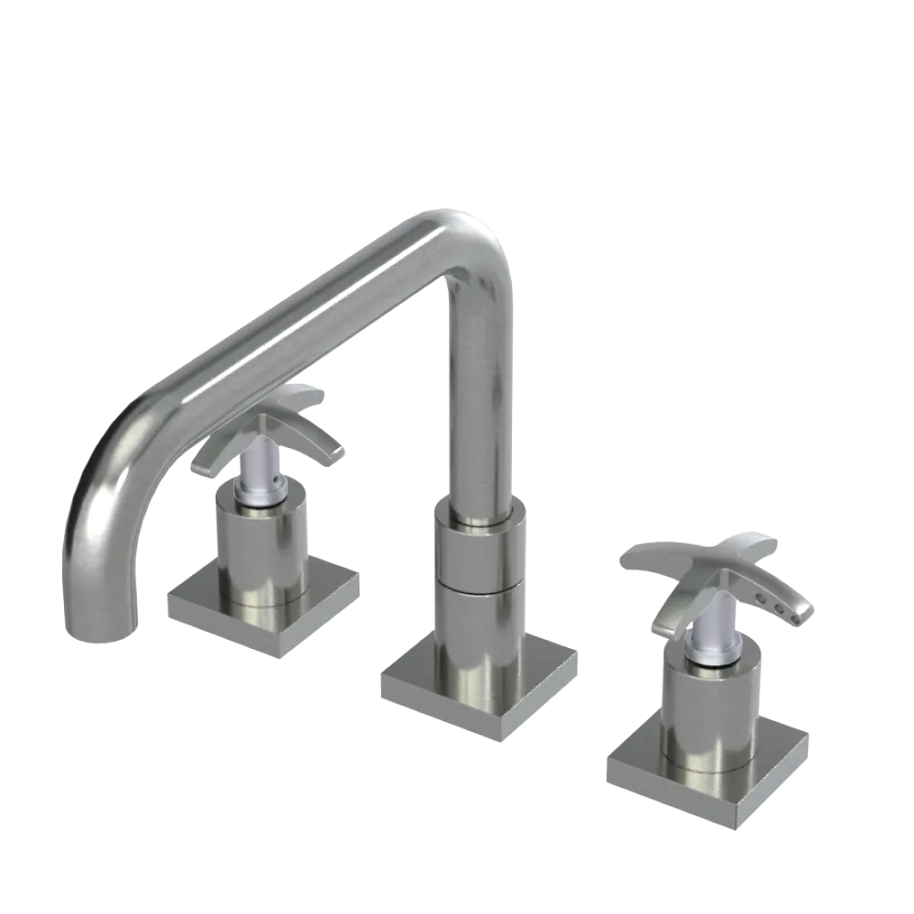 Rubinet Widespread Kitchen Set with Genesis Spout Satin Nickel