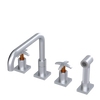 Rubinet Widespread Kitchen Set with Genesis Spout with Hand Spray Satin Chrome