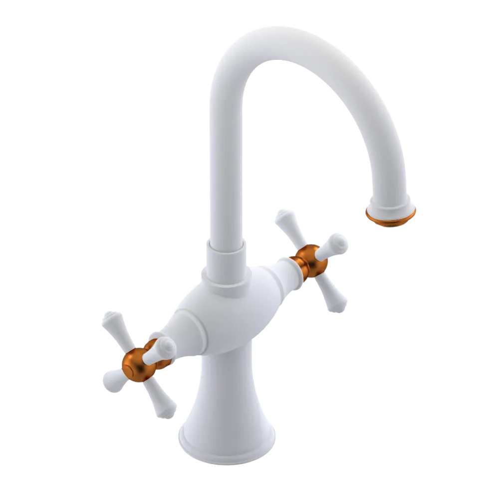 Rubinet Single Hole Dual Handle Lav. Set. (less drain) Matt White