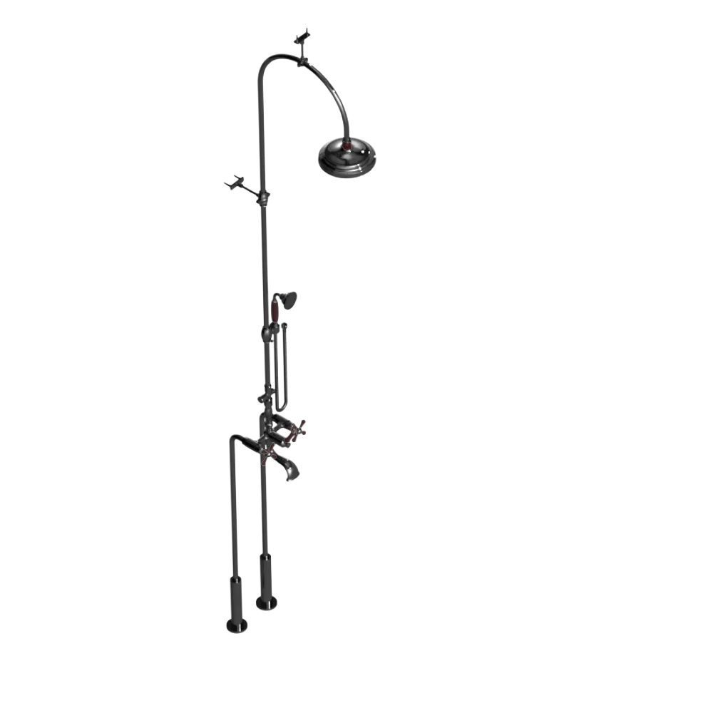 Rubinet Floor Mount Tub & Shower with hand held shower Chrome