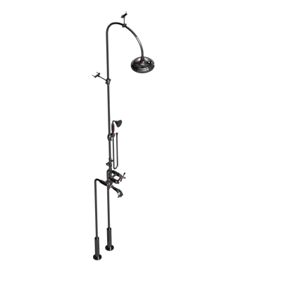 Rubinet Floor Mount Tub & Shower with hand held shower Chrome