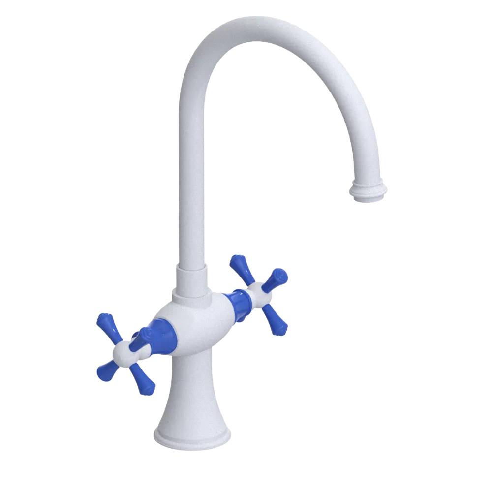 Rubinet Two Handle Single Hole Kitchen Set Matt White