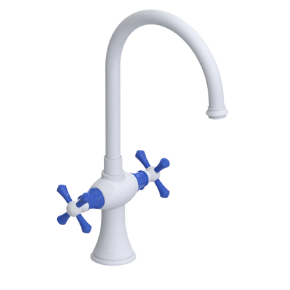 Rubinet Two Handle Single Hole Kitchen Set Matt White