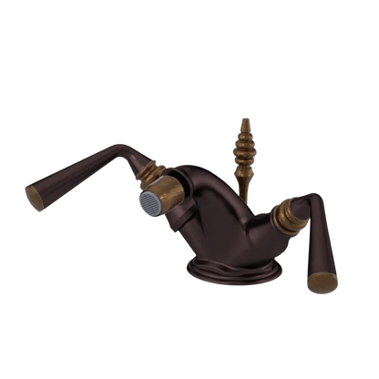 Rubinet Single Hole Dual Handle Bidet Fitting (Less Drain) Tuscan Brass