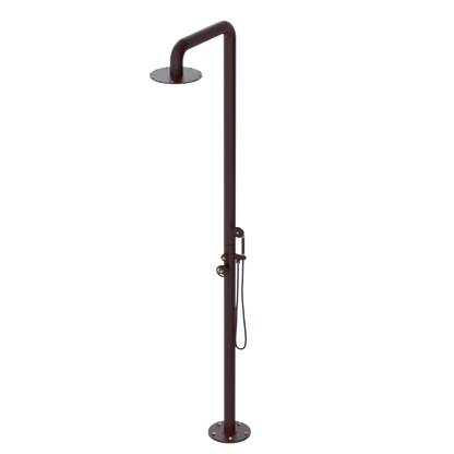 Rubinet Pressure Balance Outdoor Shower with Hand Held Shower & 10" Shower Head - 304 Stainless Steel Bordeaux