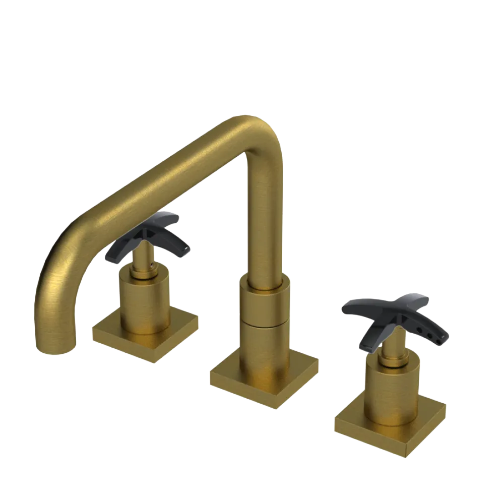 Rubinet Widespread Kitchen Set with Genesis Spout Antique Brass Matt