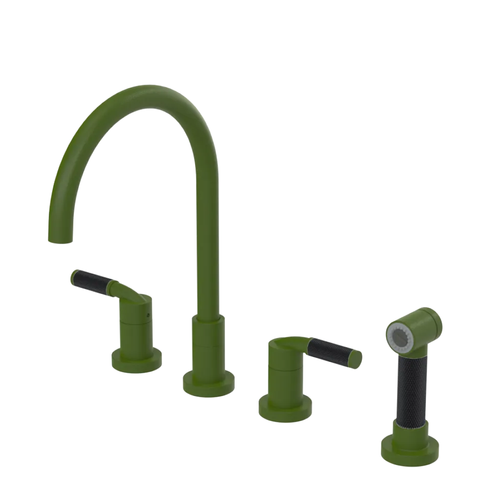 Rubinet Widespread Kitchen Set with Hand Spray Green Envy