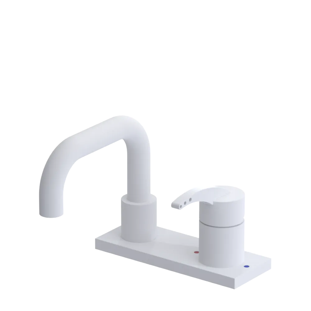 Rubinet 4" Centre Single Control Lav. Set. with Genesis spout (less drain) Matt White