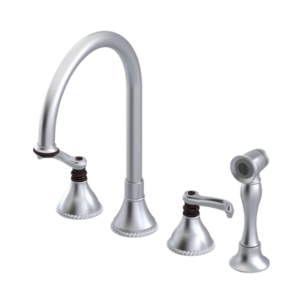 Rubinet Widespread Kitchen Set with Hand Spray Satin Chrome