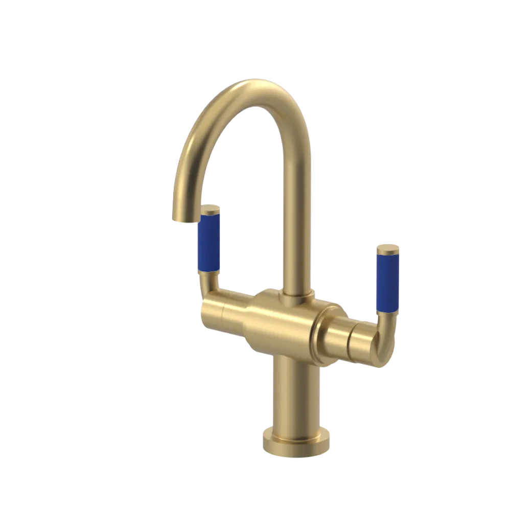 Rubinet Single Hole Dual Handle Lav. Set. (less drain) Satin Brass