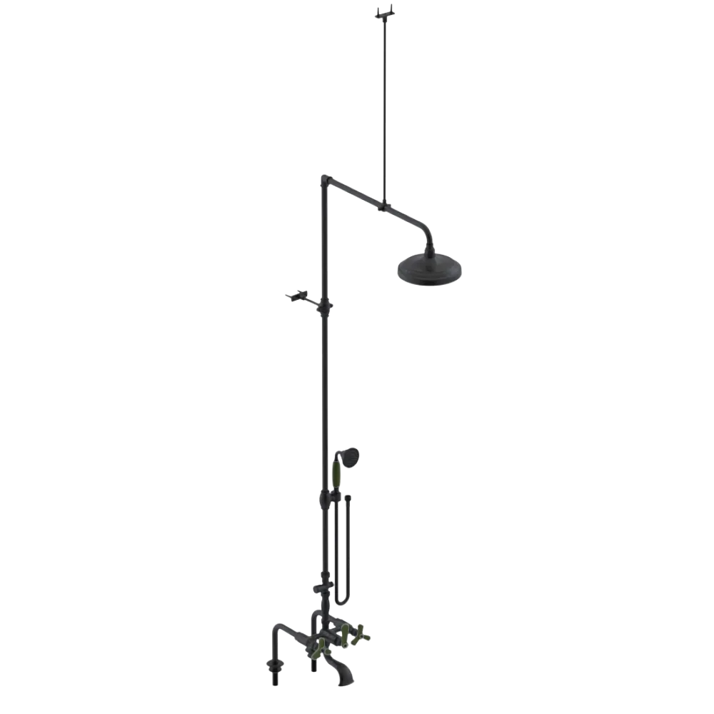 Rubinet Deck Mount Tub & Shower with Hand Held Shower Matt Black