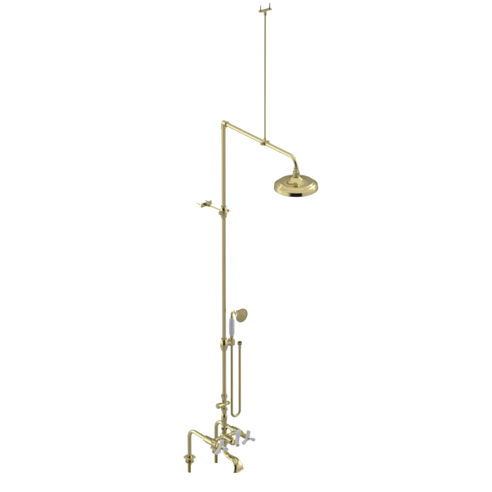 Rubinet Deck Mount Tub & Shower with Hand Held Shower Gold