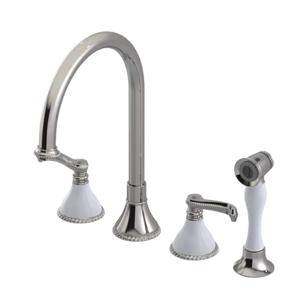 Rubinet Widespread Kitchen Set with Hand Spray Polished Nickel