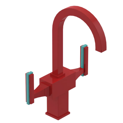 Rubinet Single Hole Dual Handle Lav. Set. (less drain) Red
