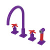 Rubinet Widespread Kitchen Set with Hand Spray Purple Haze