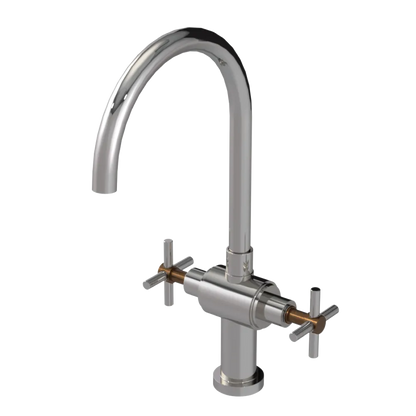 Rubinet Two Handle Single Hole Kitchen Set with LaSalle Spout Polished Nickel