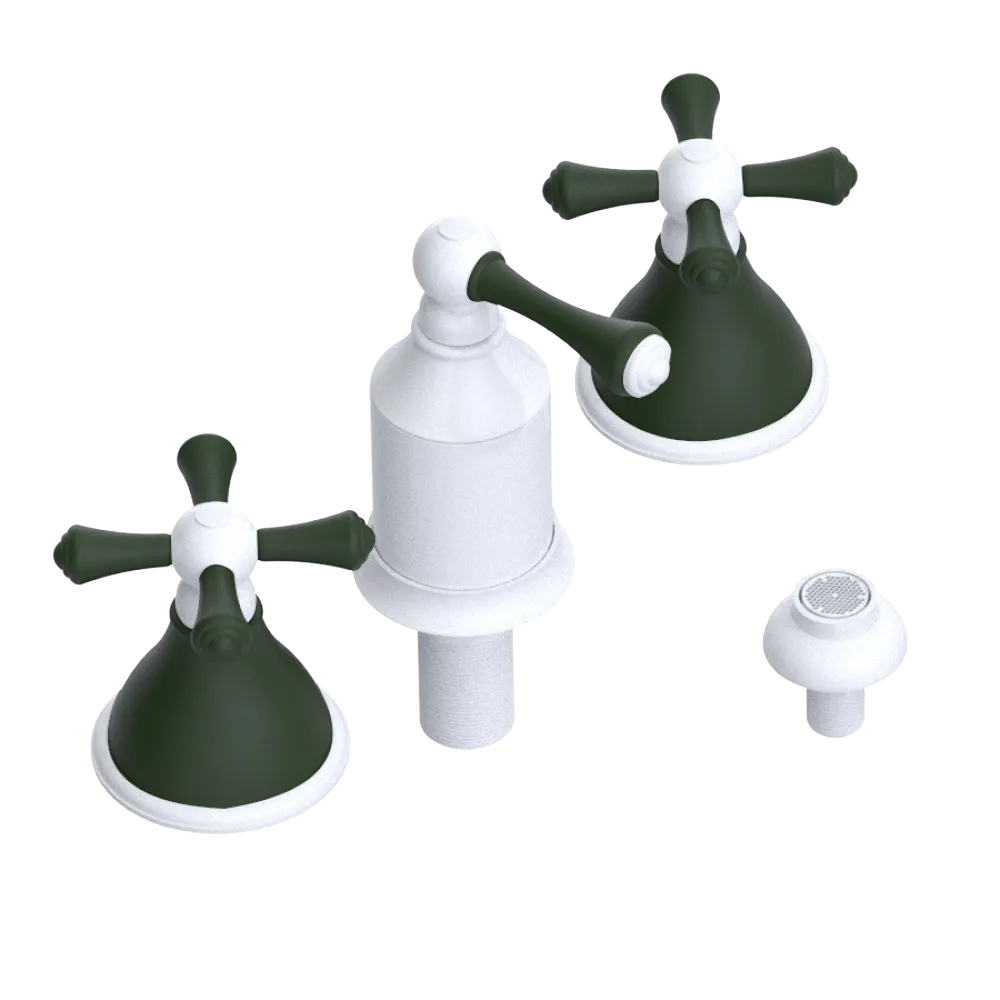 Rubinet Bidet Fitting with Spray, Diverter, and Vacum Breaker (Less Drain) White