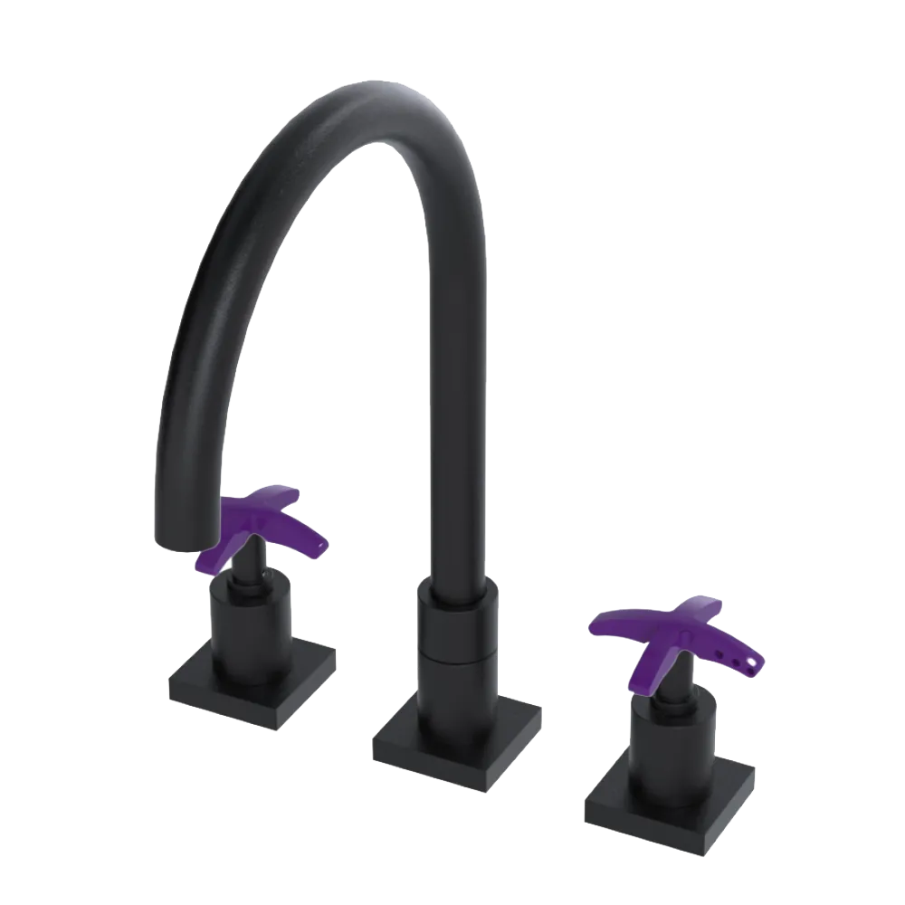 Rubinet Widespread Kitchen Set Matt Black