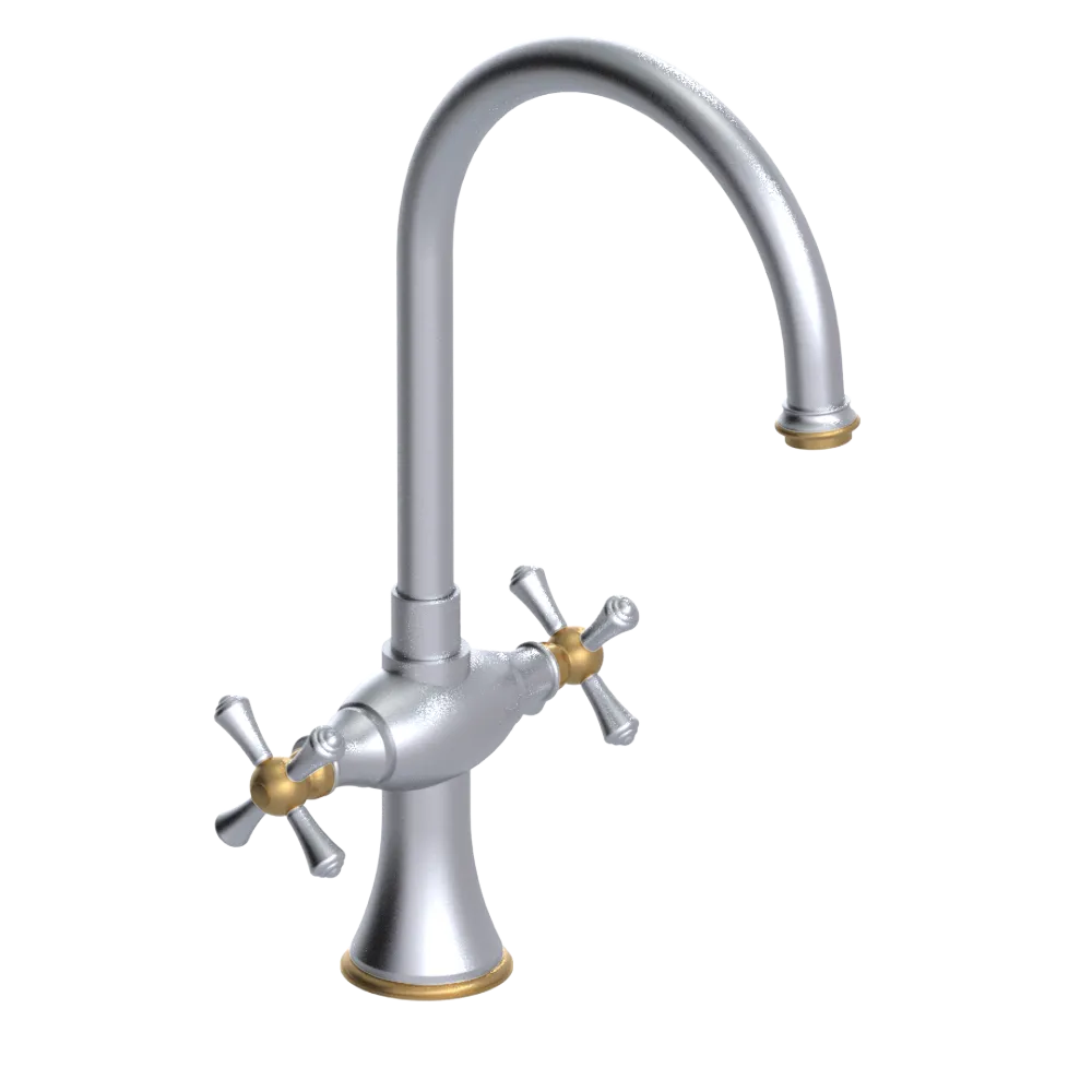 Rubinet Two Handle Single Hole Kitchen Set Satin Chrome