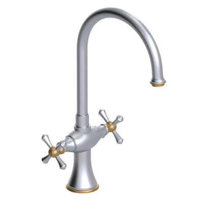 Rubinet Two Handle Single Hole Kitchen Set Satin Chrome