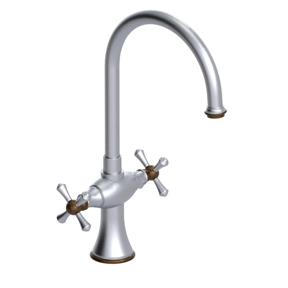 Rubinet Two Handle Single Hole Kitchen Set Satin Chrome