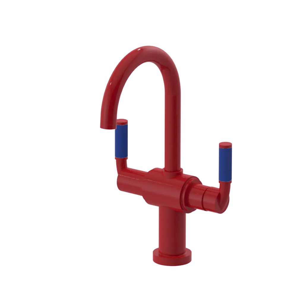 Rubinet Single Hole Dual Handle Lav. Set. (less drain) Red