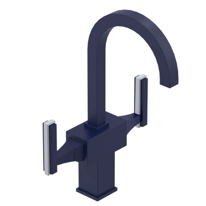Rubinet Single Hole Dual Handle Lav. Set. (less drain) Midnight Blue