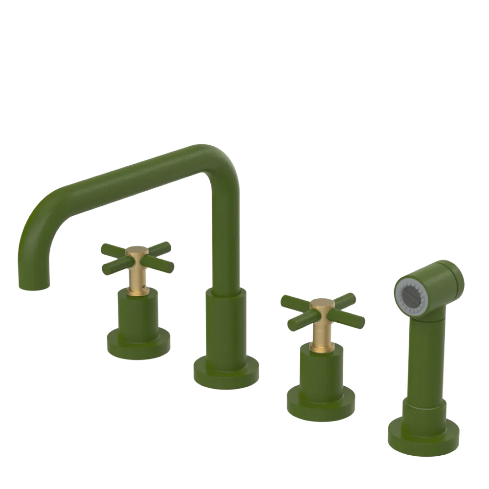 Rubinet Widespread Kitchen Set with Hand Spray Green Envy
