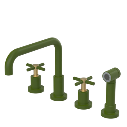 Rubinet Widespread Kitchen Set with Hand Spray Green Envy